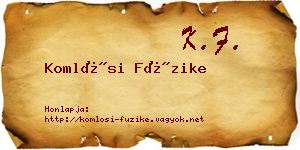 Komlósi Füzike névjegykártya
